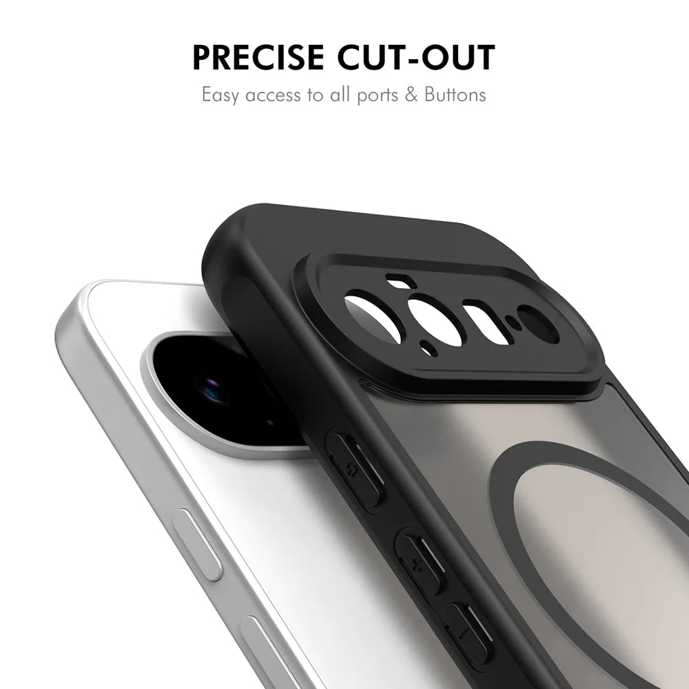 HAT PRINCE for Google Pixel 11 ENKAY  Magnetic Case with Tempered Glass Support Ultrasonic Unlocking PC TPU Matte Phone Cover - Black - 5