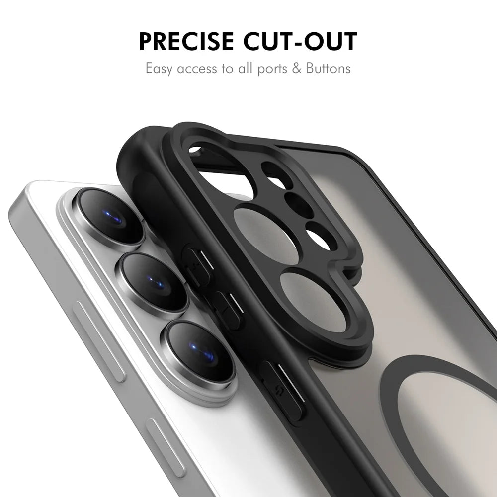 HAT PRINCE for Samsung Galaxy S26 Ultra ENKAY  Magnetic Case with Tempered Glass Support Ultrasonic Unlocking PC TPU Matte Phone Cover - Black - 5