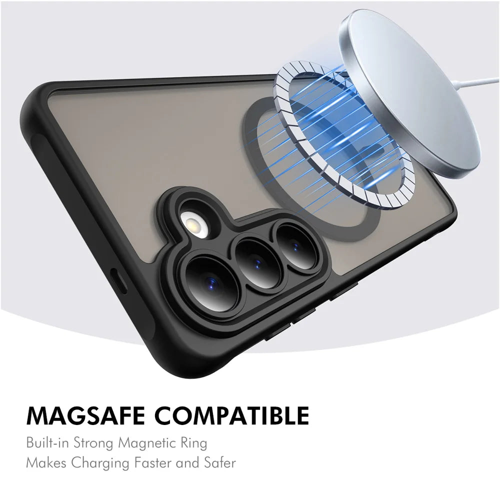 HAT PRINCE for Samsung Galaxy S26+ ENKAY  Magnetic Case with Tempered Glass Support Ultrasonic Unlocking PC TPU Matte Phone Cover - Black - 2