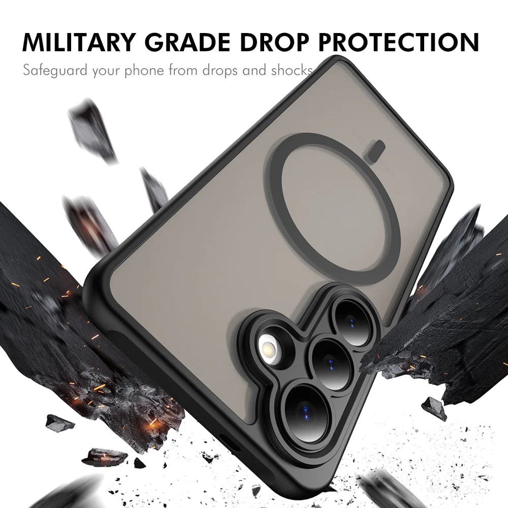 HAT PRINCE for Samsung Galaxy S26+ ENKAY  Magnetic Case with Tempered Glass Support Ultrasonic Unlocking PC TPU Matte Phone Cover - Black - 4