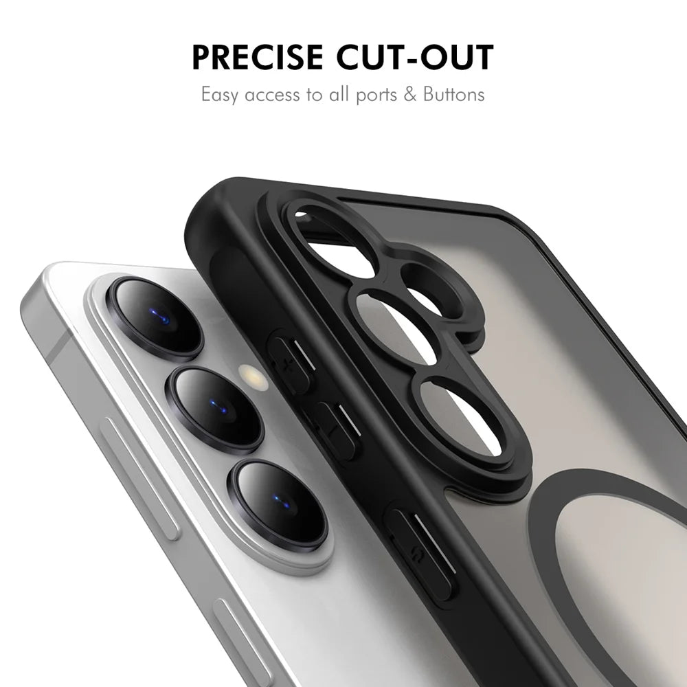 HAT PRINCE for Samsung Galaxy S26 ENKAY  Magnetic Case with Tempered Glass Support Ultrasonic Unlocking PC TPU Matte Phone Cover - Black - 5