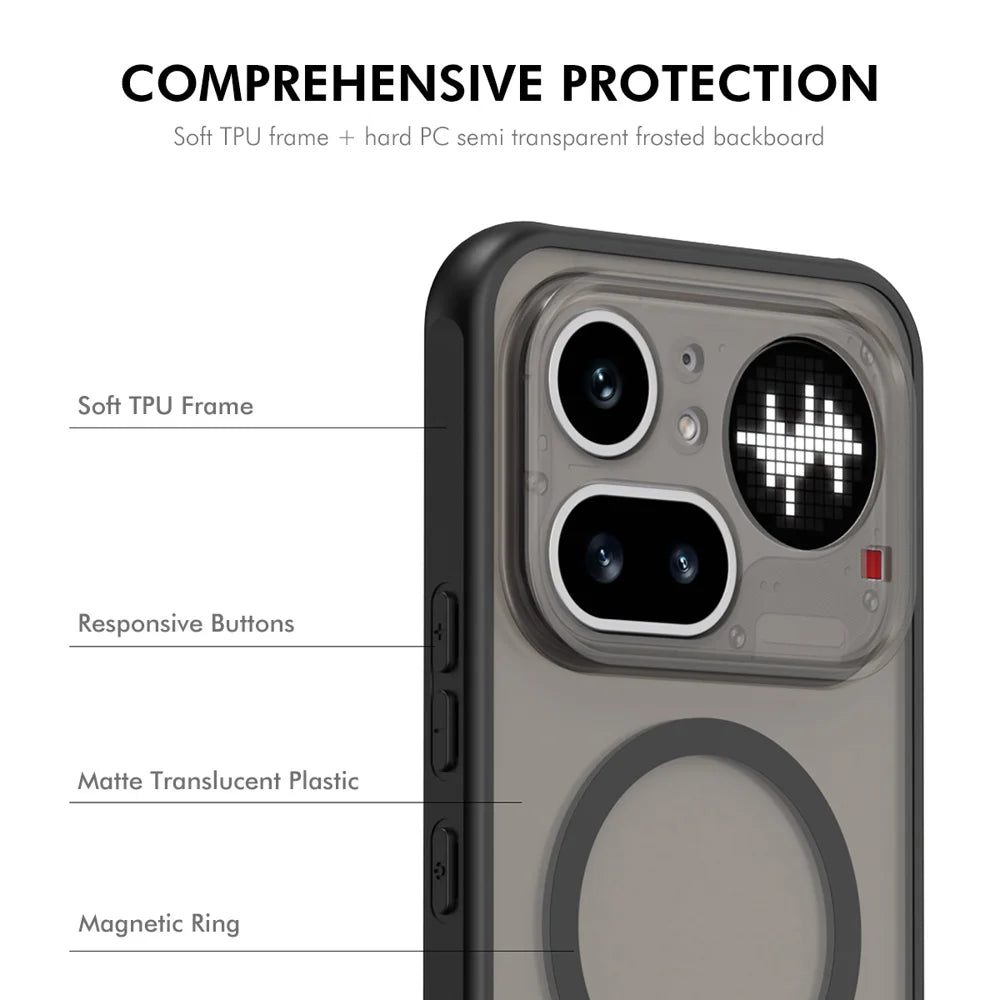 HAT PRINCE for Nothing Phone (4a) Pro ENKAY  Magnetic Case with 9H Tempered Glass PC TPU Matte Phone Cover - Black - 3