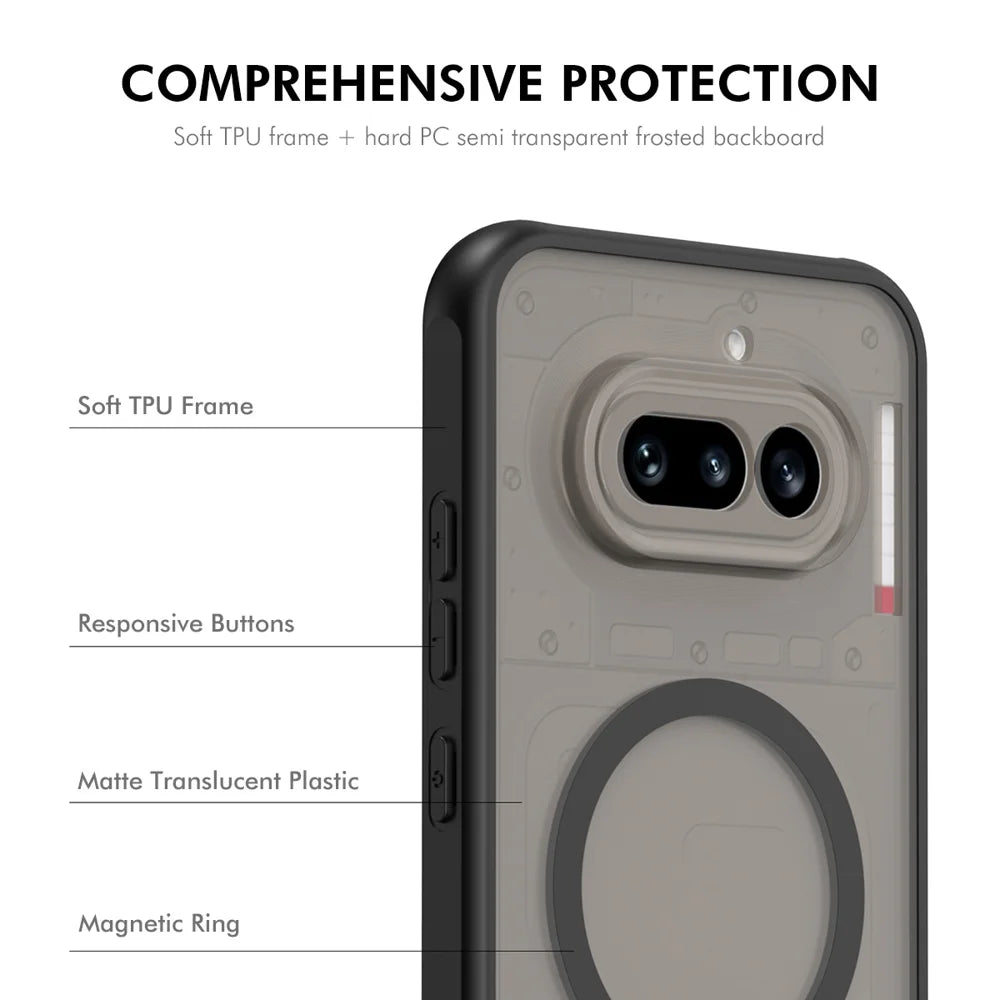 HAT PRINCE for Nothing Phone (4a) ENKAY  Magnetic Case with 9H Tempered Glass PC TPU Matte Phone Cover - Black - 3