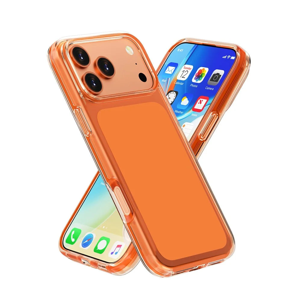 For iPhone 18 Pro Max / 17 Pro Max Case PC + TPU Shockproof Clear Phone Cover - Transparent Orange - 2