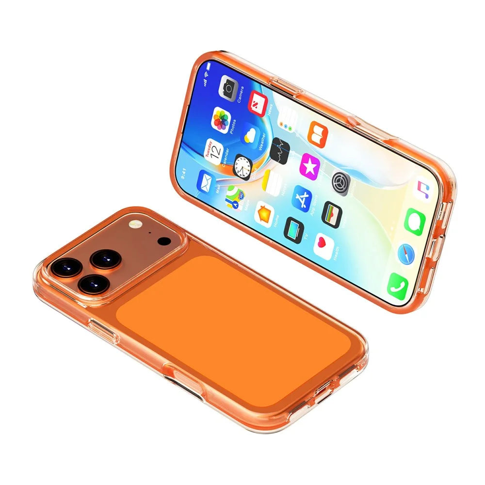 For iPhone 18 Pro Max / 17 Pro Max Case PC + TPU Shockproof Clear Phone Cover - Transparent Orange - 7