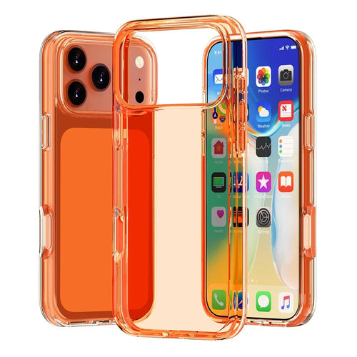 For iPhone 18 Pro / 17 Pro Case PC + TPU Shockproof Clear Phone Cover - Transparent Orange - 1