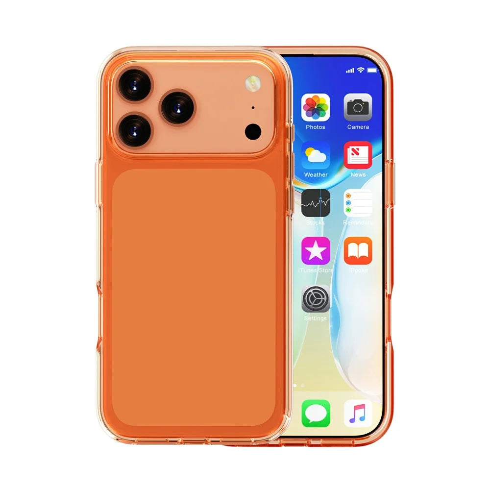 For iPhone 18 Pro / 17 Pro Case PC + TPU Shockproof Clear Phone Cover - Transparent Orange - 4