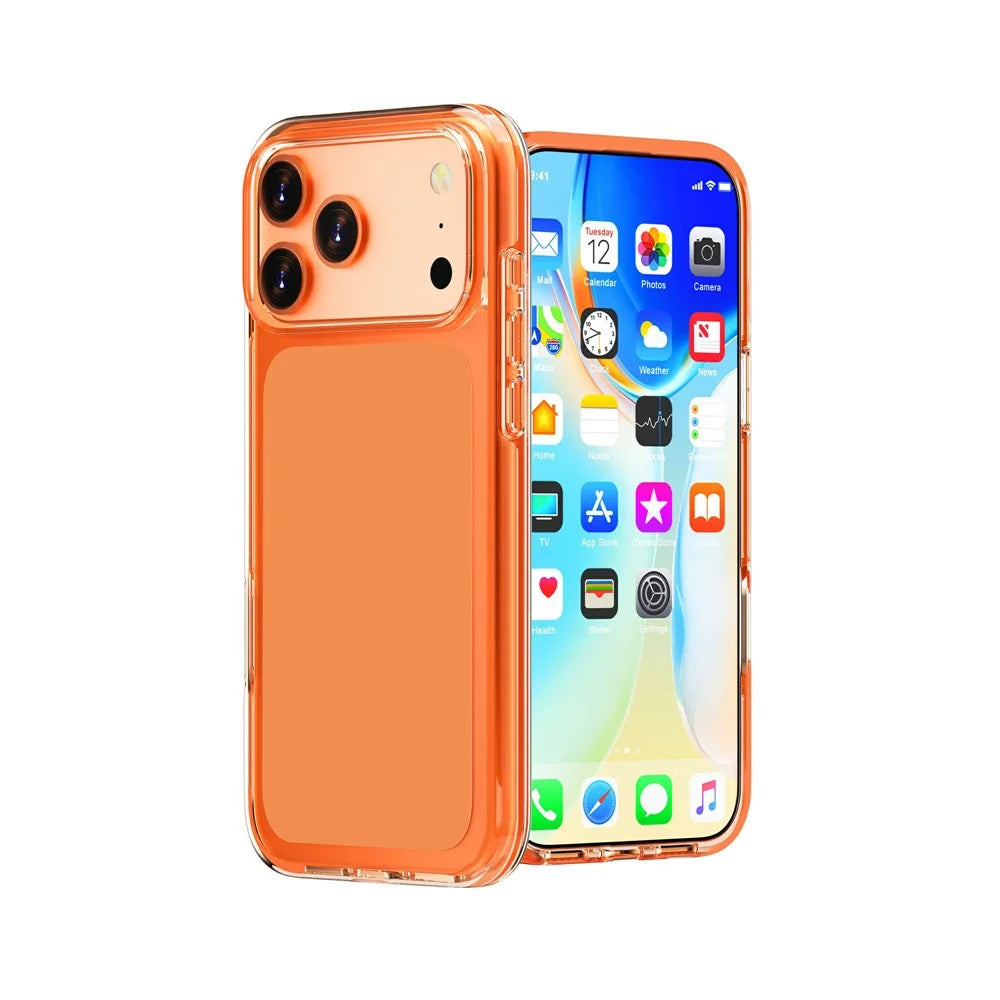 For iPhone 18 Pro / 17 Pro Case PC + TPU Shockproof Clear Phone Cover - Transparent Orange - 5