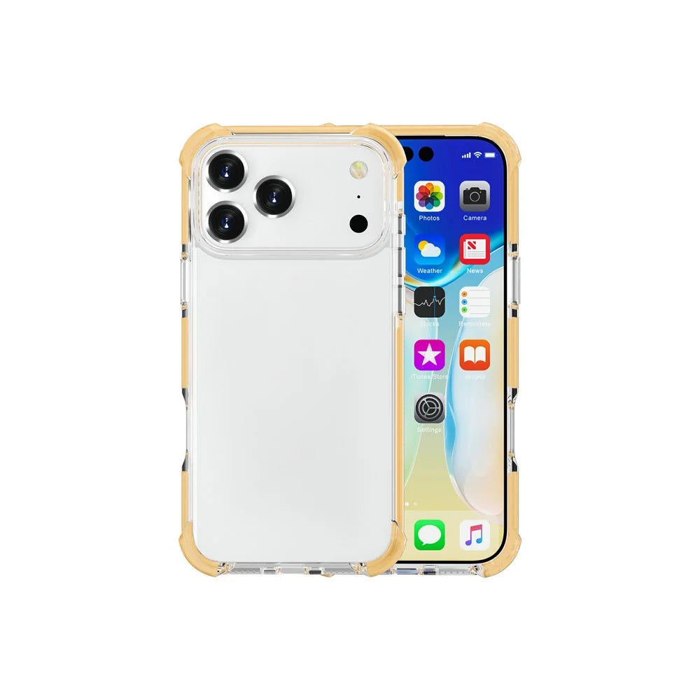 For iPhone 18 Pro Max / 17 Pro Max Case Four Corners Anti Drop Clear TPU + TPE + PC Phone Cover - Transparent Yellow - 4
