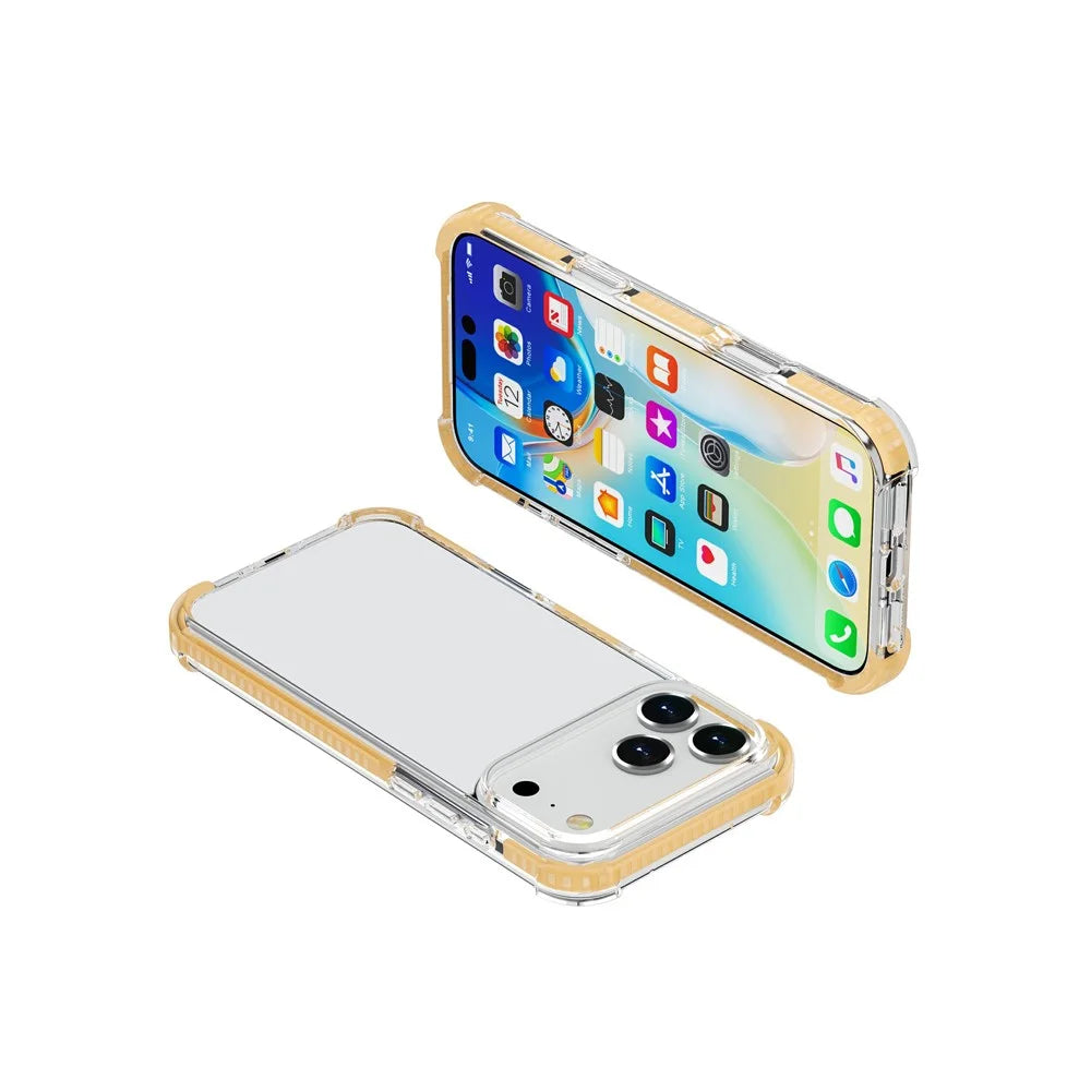 For iPhone 18 Pro Max / 17 Pro Max Case Four Corners Anti Drop Clear TPU + TPE + PC Phone Cover - Transparent Yellow - 6