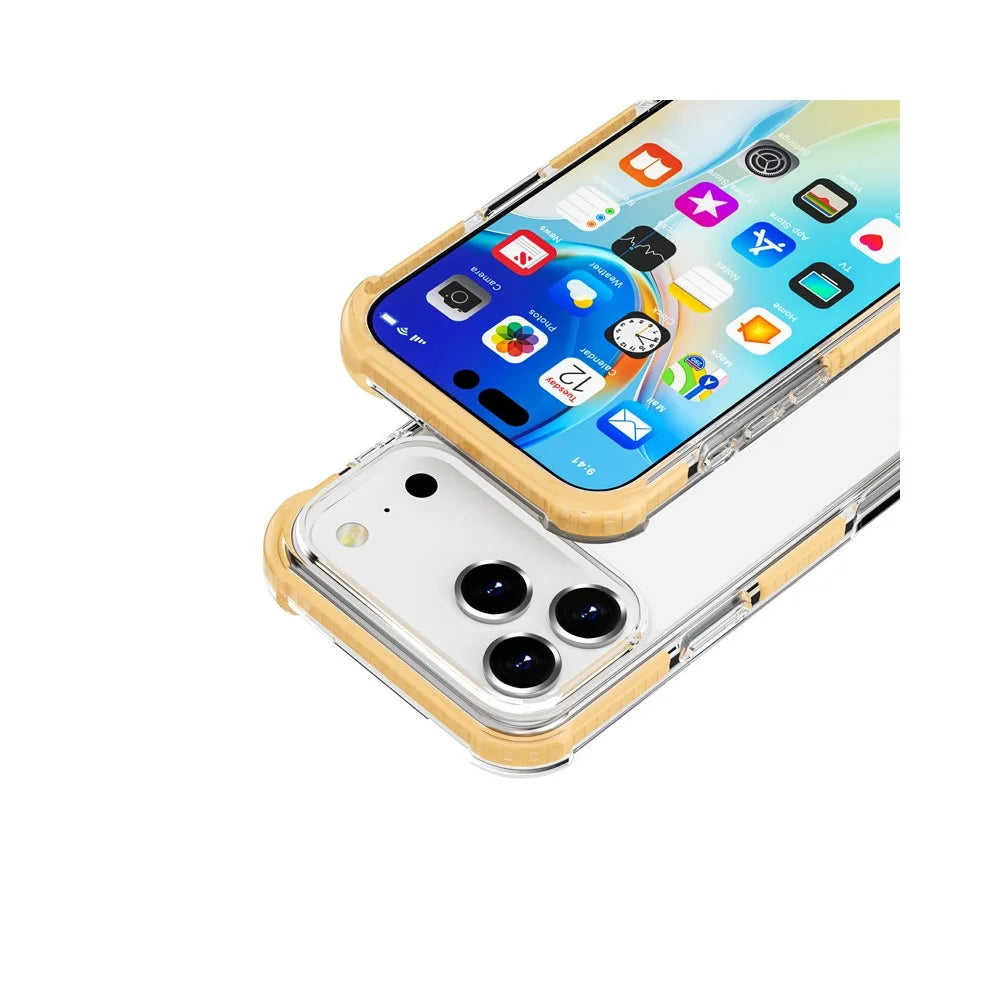 For iPhone 18 Pro Max / 17 Pro Max Case Four Corners Anti Drop Clear TPU + TPE + PC Phone Cover - Transparent Yellow - 7