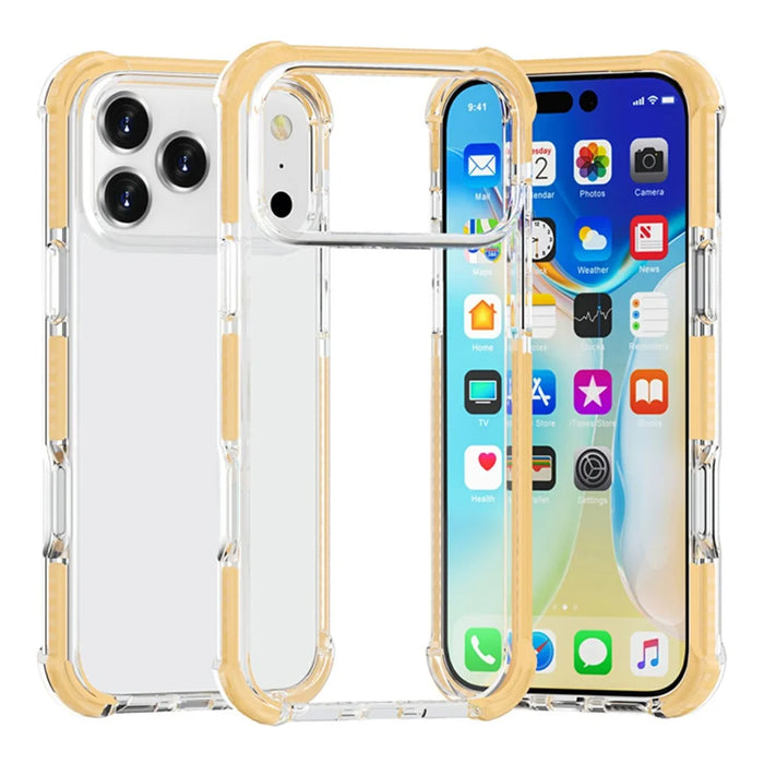 For iPhone 18 Pro / 17 Pro Case Four Corners Anti Drop Clear TPU + TPE + PC Phone Cover - Transparent Yellow - 1