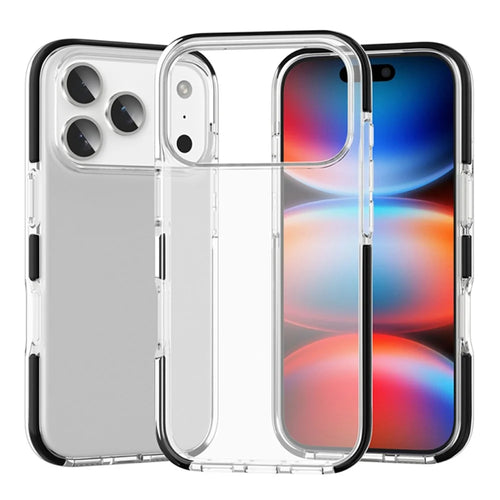 For iPhone 18 Pro Max / 17 Pro Max Case TPU+TPE Anti-drop Clear Phone Cover - Transparent Black - 1