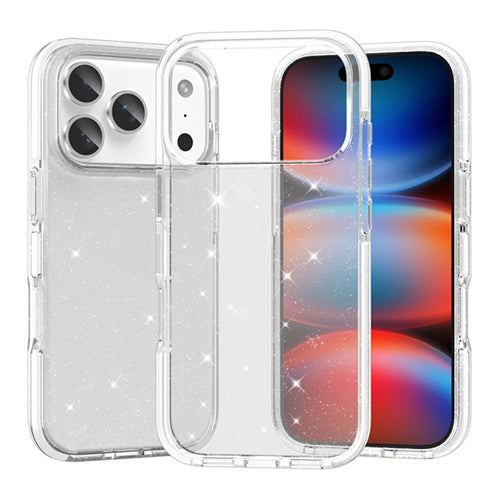 For iPhone 18 Pro Max / 17 Pro Max Glitter Case PC Back TPU+TPE Frame Bling Sparkle Shockproof Cover - 1