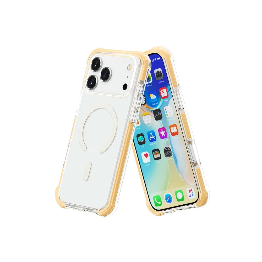 For iPhone 18 Pro / 17 Pro Case Compatible with MagSafe Reinforced Corners TPU + Acrylic + TPE Phone Cover - Yellow - 3