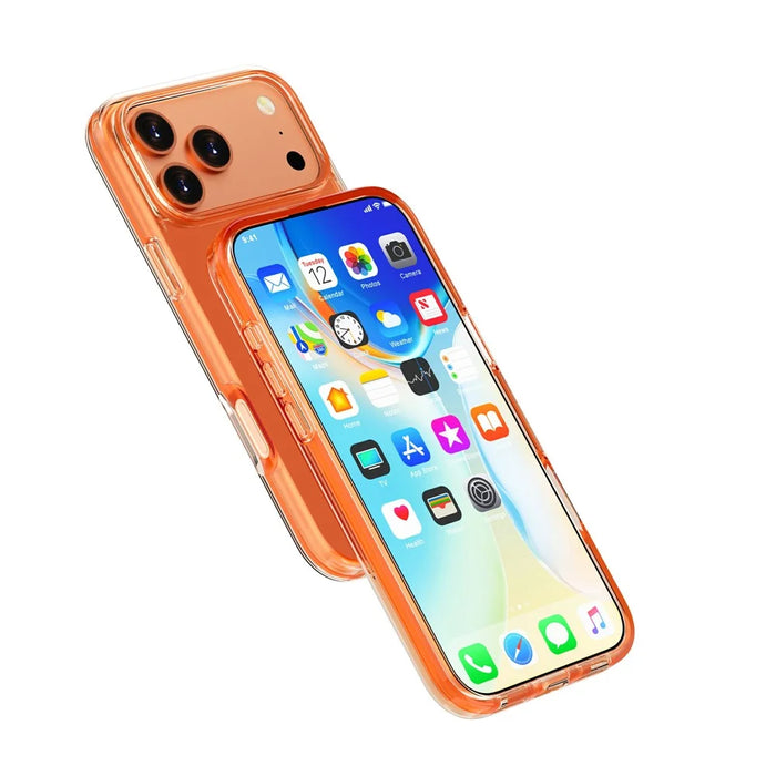 For iPhone 18 Pro Max / 17 Pro Max Magnetic Case PC + TPU Clear Phone Cover - Orange - 7