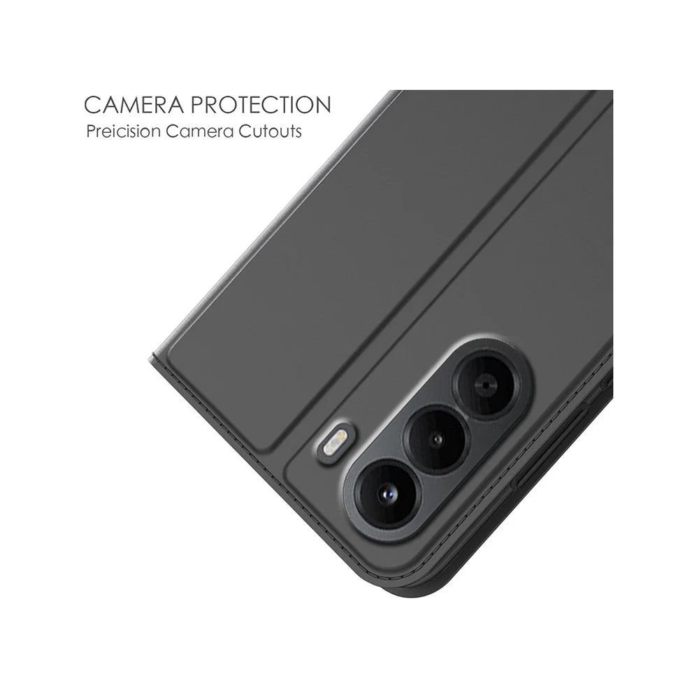 For OnePlus Nord CE6 Lite 5G Case PU Leather Phone Cover with Card Holder Stand - Black - 6