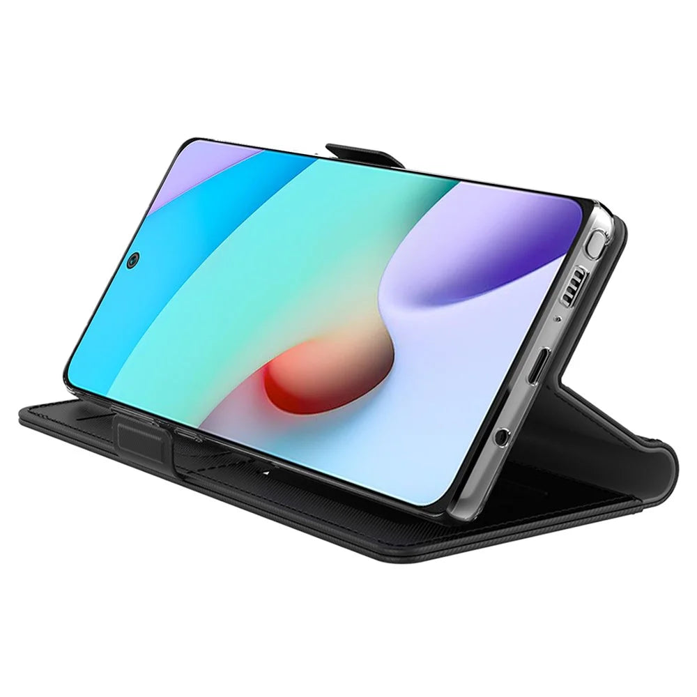 For OnePlus Nord CE6 Lite 5G Case PU+TPU Magnetic Flip Phone Cover with Stand - Black - 2
