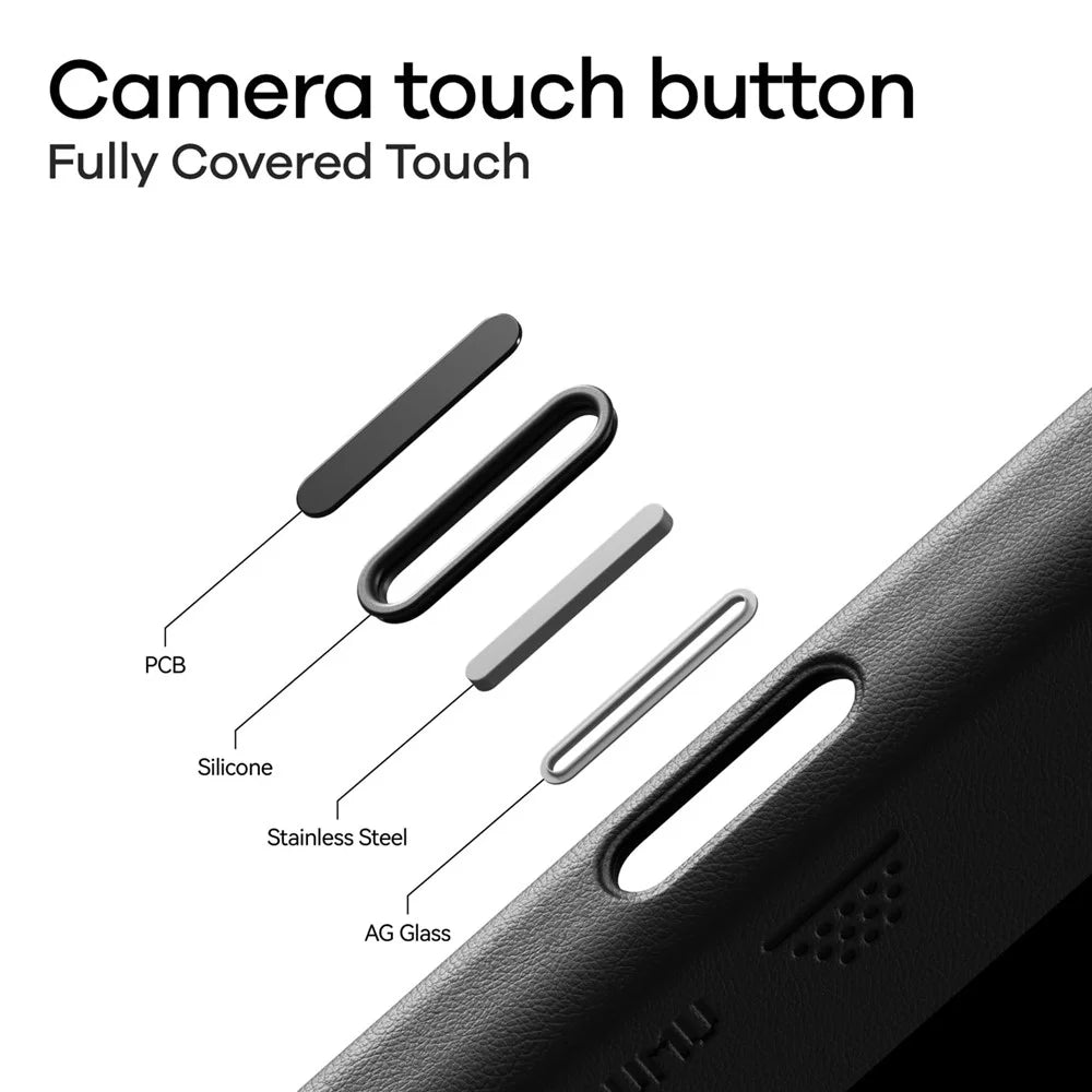 AULUMU A17 for iPhone 17 Pro Max Magnetic Case Biodegradable Vegan Leather + PC Phone Cover - Black - 6