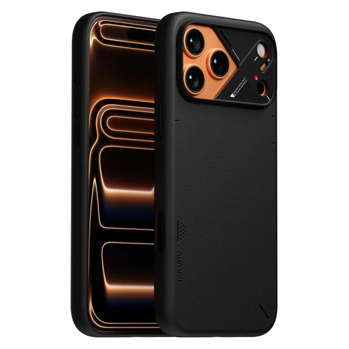 AULUMU A17 for iPhone 17 Pro Magnetic Case Biodegradable Vegan Leather + PC Phone Cover - Black - 1