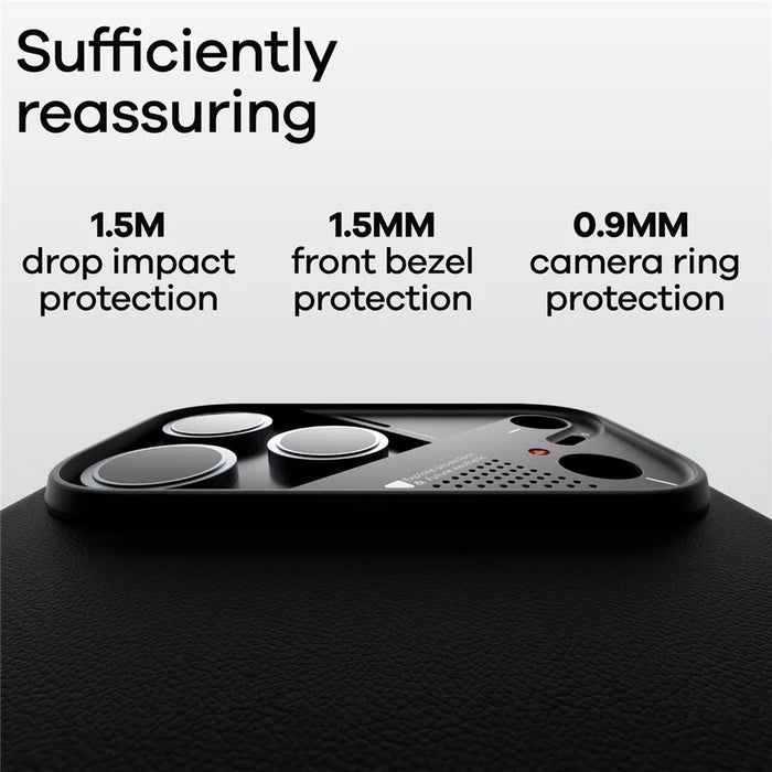 AULUMU A17 for iPhone 17 Pro Magnetic Case Biodegradable Vegan Leather + PC Phone Cover - Black - 5