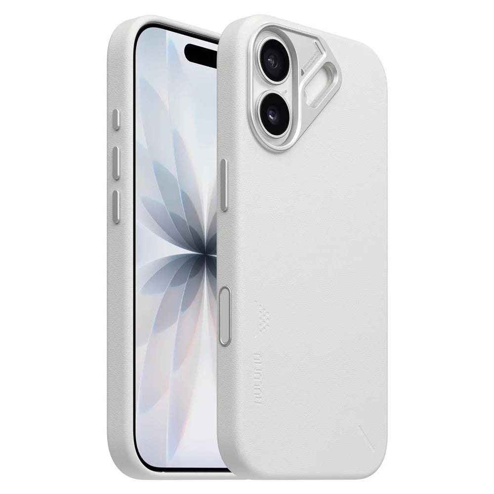 AULUMU A17 for iPhone 17 Magnetic Case Biodegradable Vegan Leather + PC Phone Cover - White - 1
