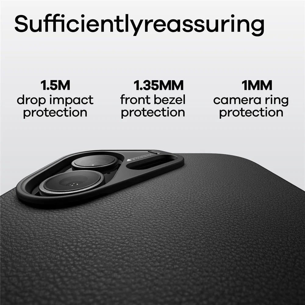 AULUMU A17 for iPhone 17 Magnetic Case Biodegradable Vegan Leather + PC Phone Cover - White - 6