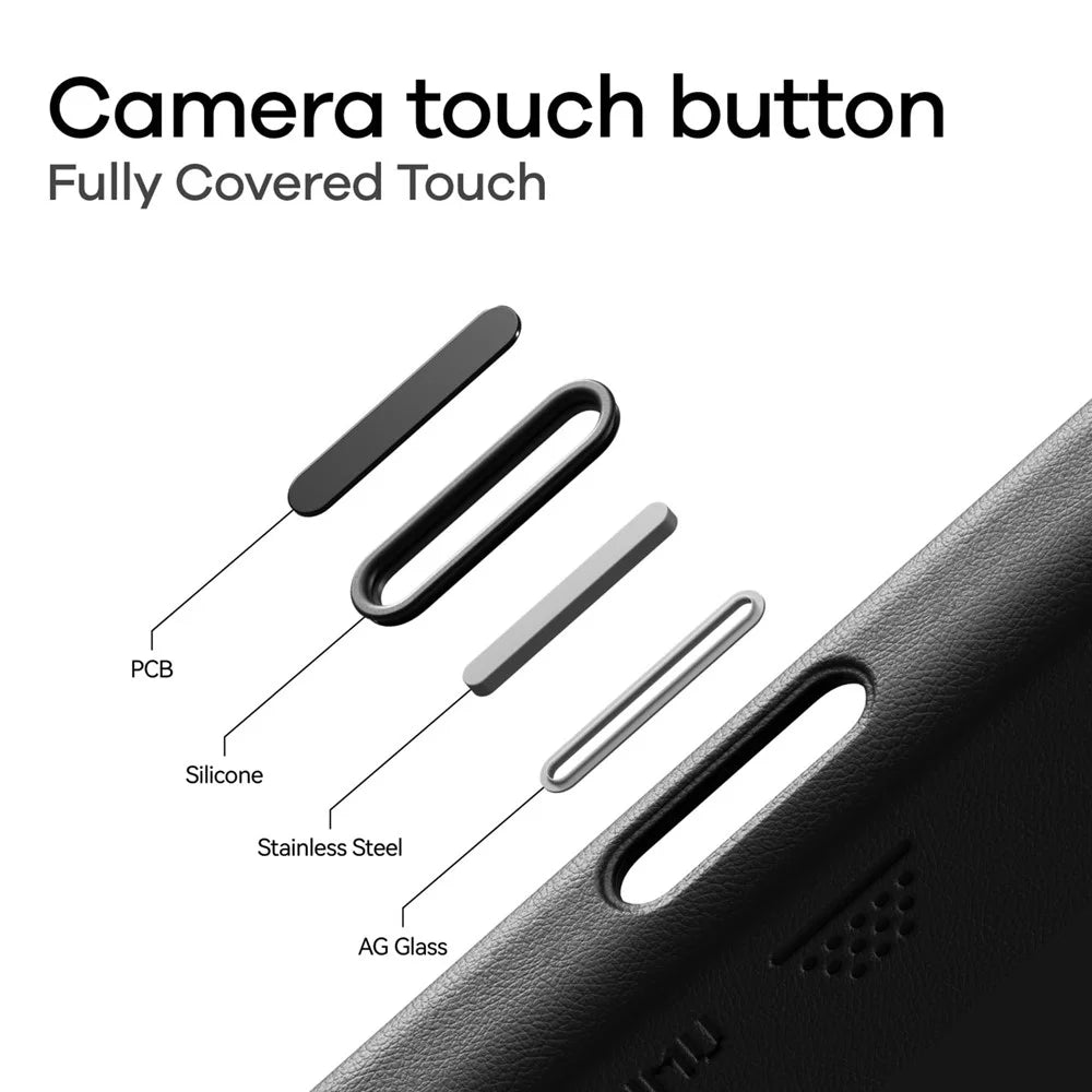 AULUMU A17 for iPhone 17 Magnetic Case Biodegradable Vegan Leather + PC Phone Cover - White - 7