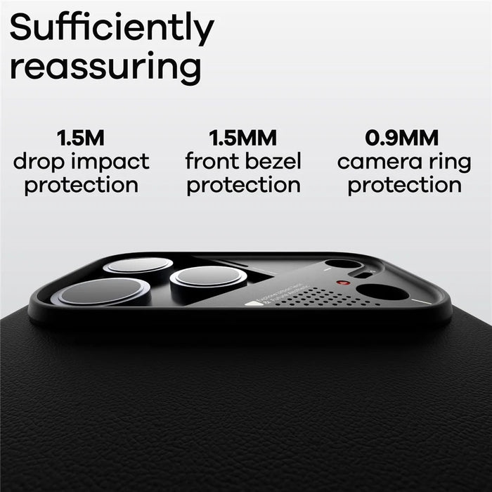 AULUMU A17 for iPhone Air Magnetic Case Biodegradable Vegan Leather + PC Phone Cover - Black - 4