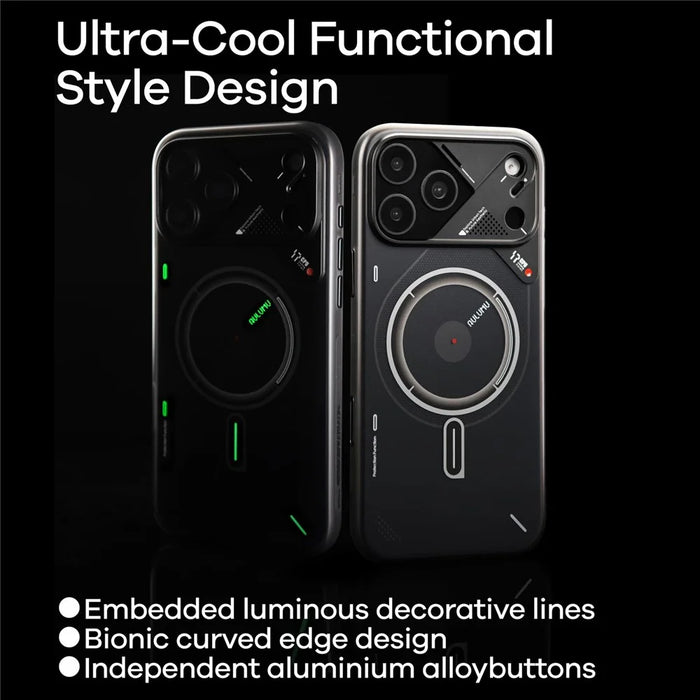 AULUMU A17 for iPhone 17 Pro Magnetic Case Glow in the Dark Design TPU IMD Phone Cover - Grey - 2