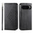 For Google Pixel 11 / Pixel 11 Pro Case Calf Texture PU Leather Wallet Phone Cover with Wrist Strap - Black - 1