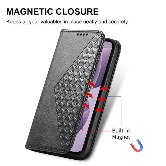 For Samsung Galaxy S26 FE Case Calf Texture PU Leather Wallet Phone Cover with Wrist Strap - Black - 6