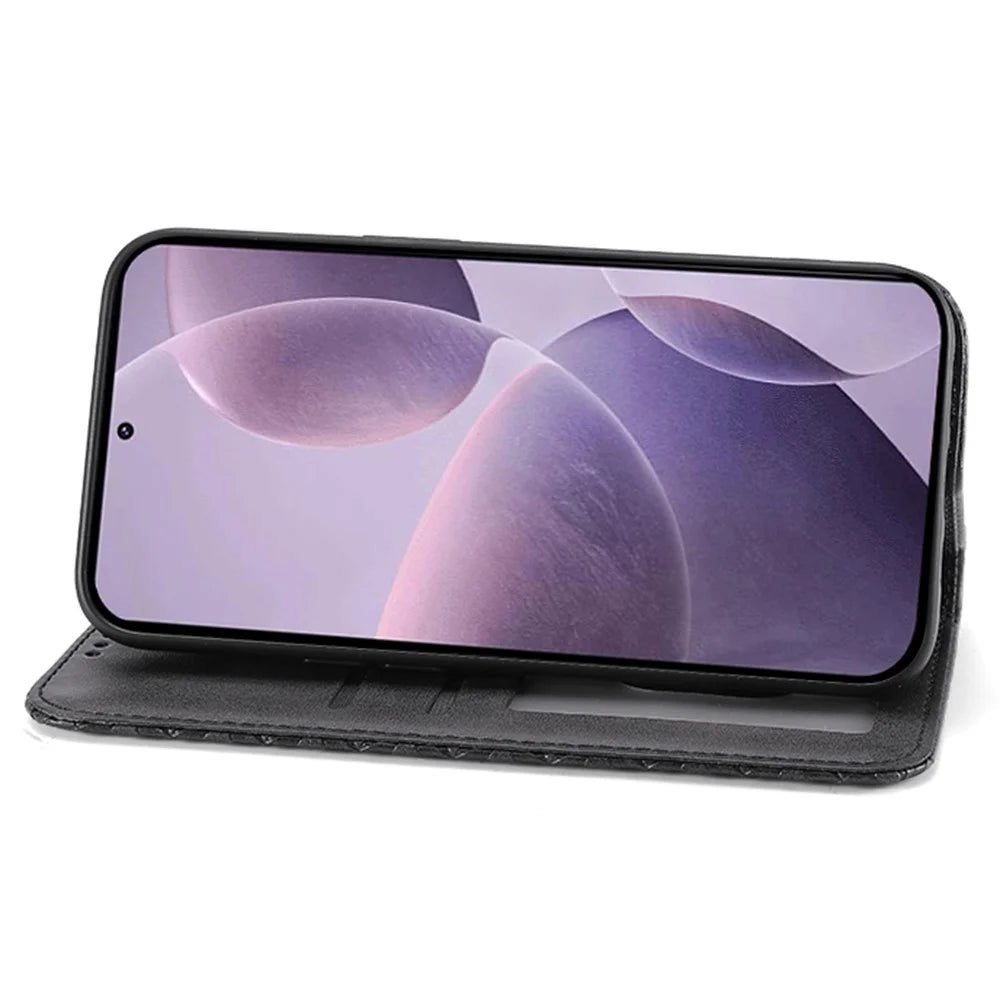 For Sony Xperia 1 VIII Case Calf Texture PU Leather Wallet Phone Cover with Wrist Strap - Black - 3