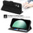 For Samsung Galaxy S26 FE Wallet Case Flower Pattern PU Leather Phone Cover with Strap - Black - 6