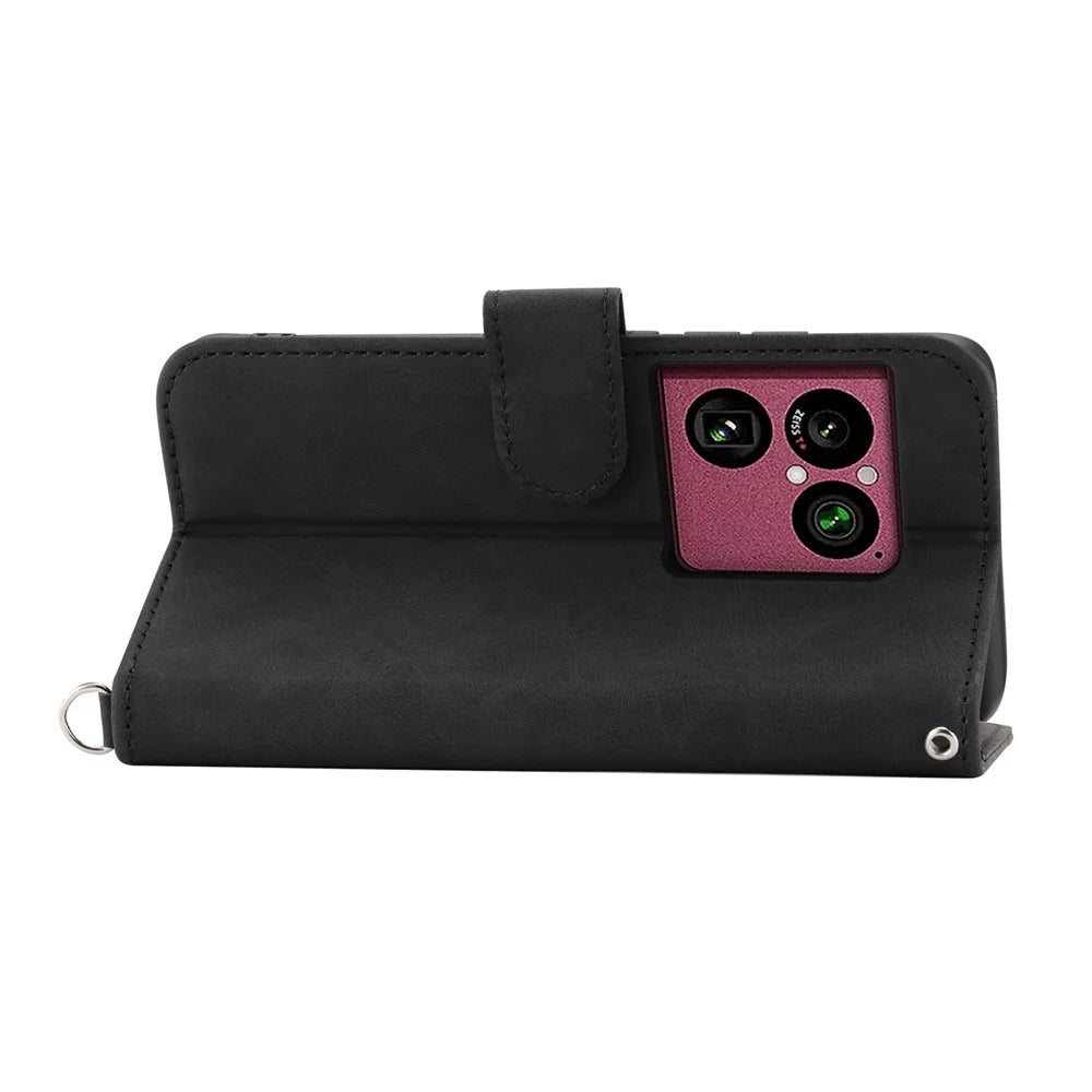 For Sony Xperia 1 VIII Wallet Case Flower Pattern PU Leather Phone Cover with Strap - Black - 3