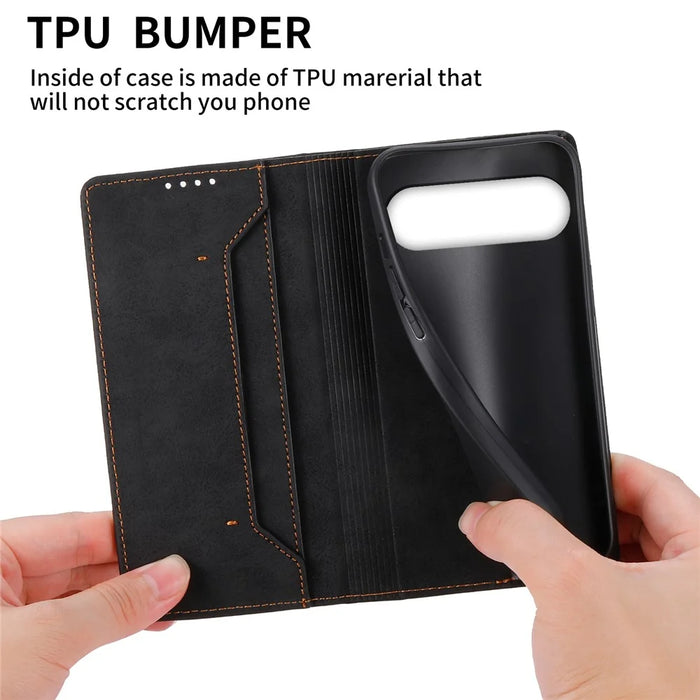 For Google Pixel 11 Pro XL Wallet Case RFID Blocking PU Leather Phone Cover - Black - 6