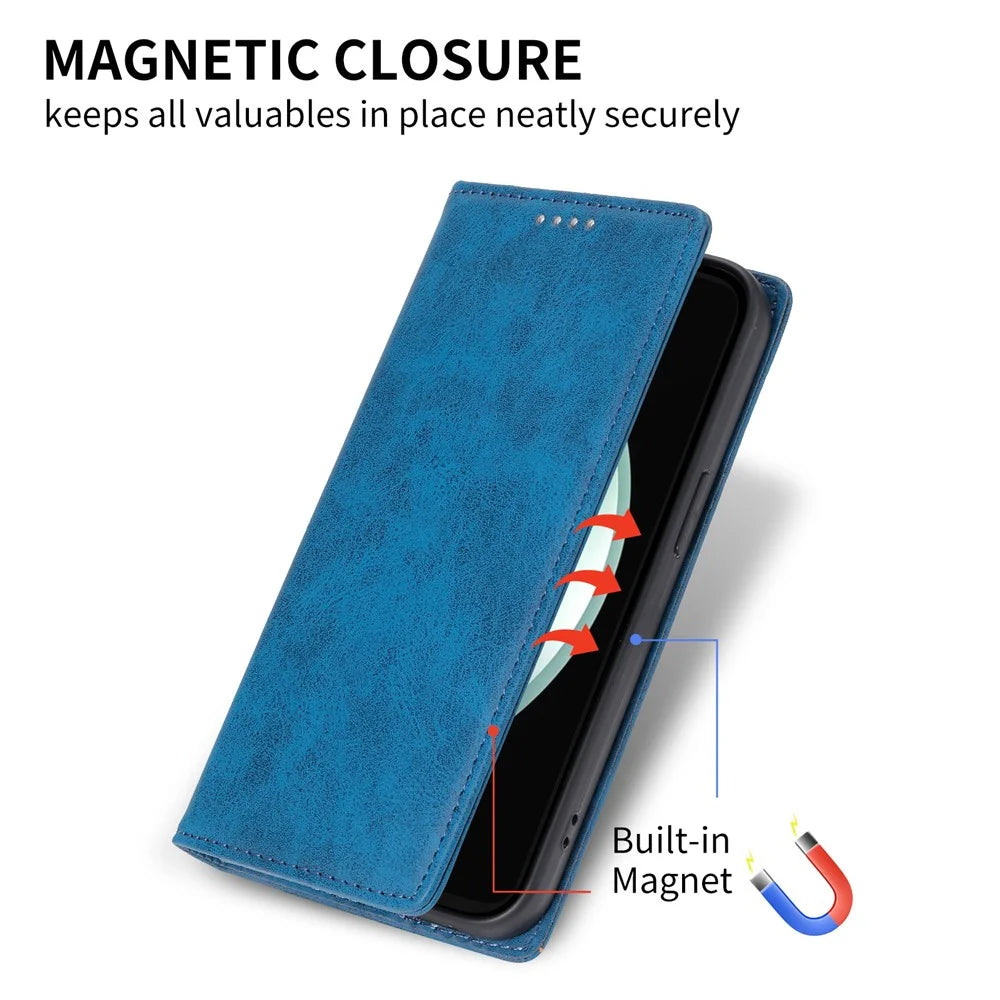 For Samsung Galaxy S26 FE Wallet Case RFID Blocking PU Leather Phone Cover - Blue - 5