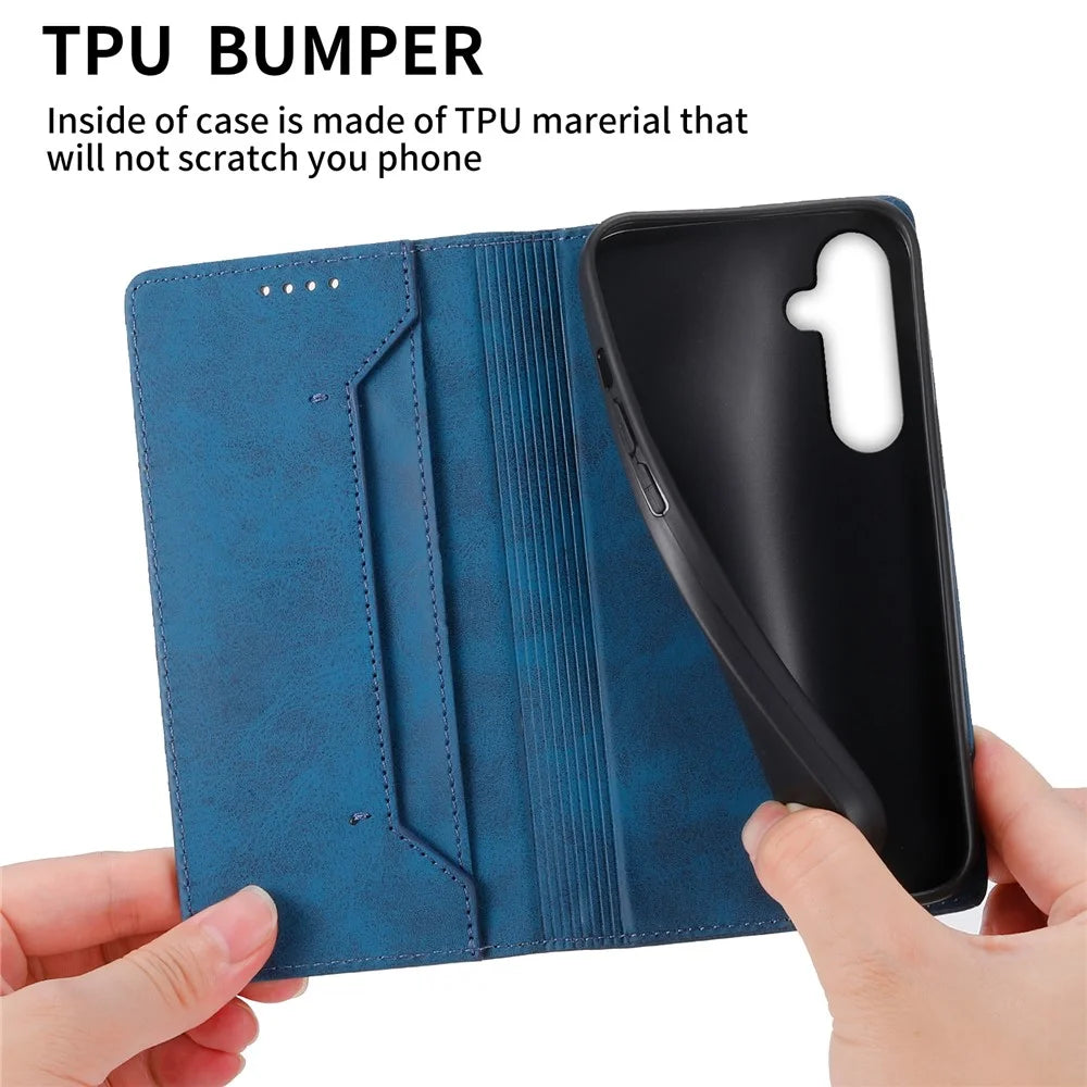 For Samsung Galaxy S26 FE Wallet Case RFID Blocking PU Leather Phone Cover - Blue - 6