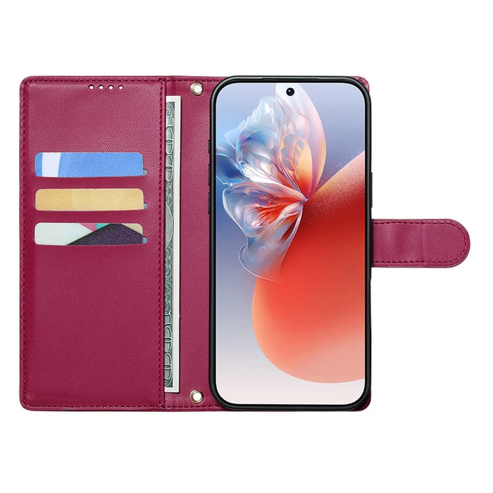 For Google Pixel 11 / Pixel 11 Pro Case Adorable Cat Pattern PU Leather Wallet Phone Cover with Wrist Strap - Rose - 2