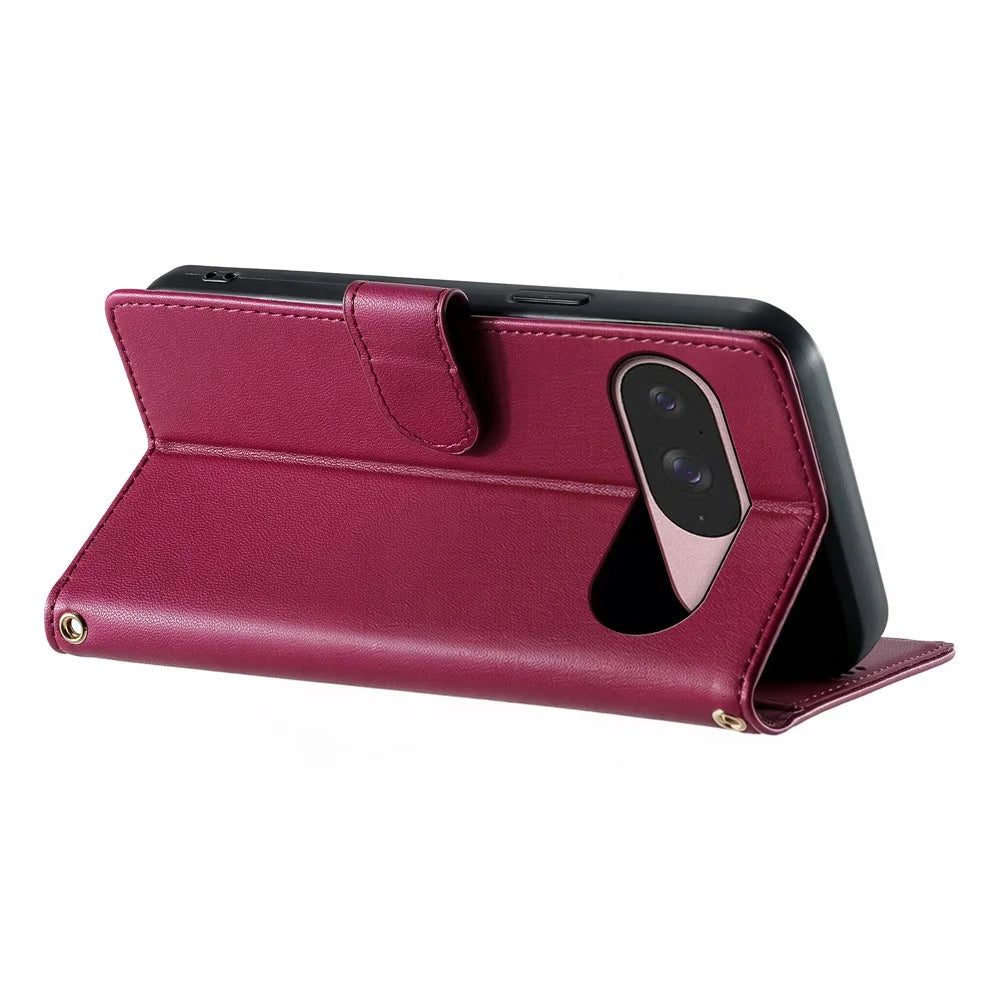 For Google Pixel 11 / Pixel 11 Pro Case Adorable Cat Pattern PU Leather Wallet Phone Cover with Wrist Strap - Rose - 4