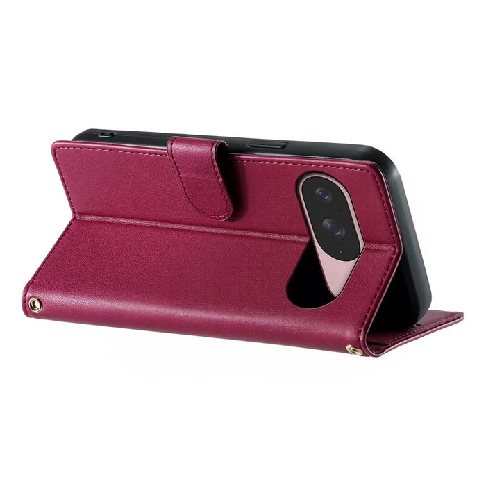 For Google Pixel 11 / Pixel 11 Pro Case Adorable Cat Pattern PU Leather Wallet Phone Cover with Wrist Strap - Rose - 4