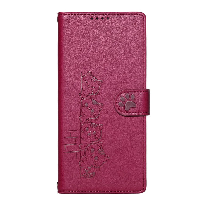 For Google Pixel 11 / Pixel 11 Pro Case Adorable Cat Pattern PU Leather Wallet Phone Cover with Wrist Strap - Rose - 6
