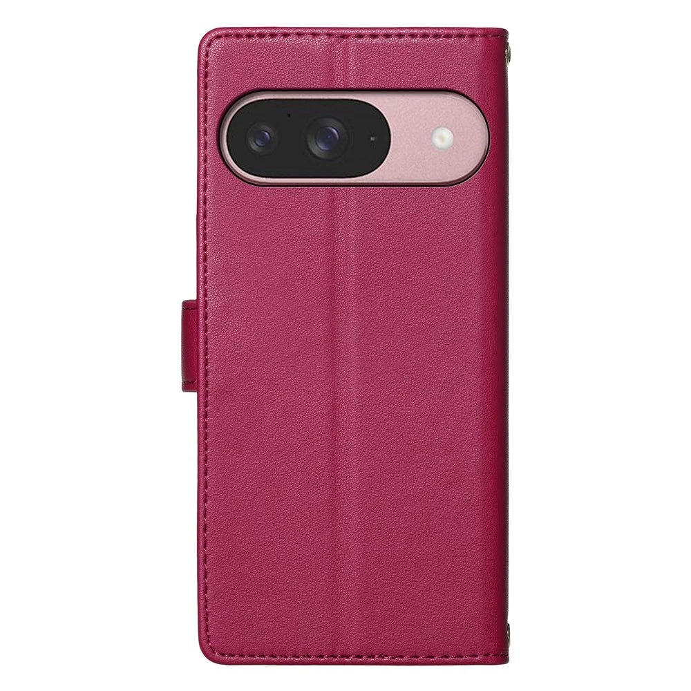 For Google Pixel 11 / Pixel 11 Pro Case Adorable Cat Pattern PU Leather Wallet Phone Cover with Wrist Strap - Rose - 7