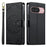 For Google Pixel 11 / Pixel 11 Pro Case Embossed Totem Leather Flip Wallet Phone Cover with Wrist Strap - Black - 1