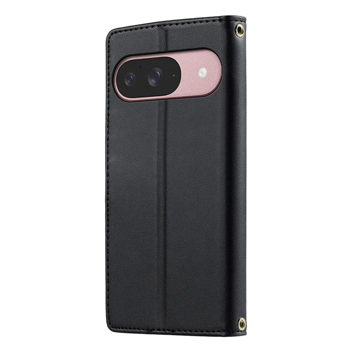 For Google Pixel 11 / Pixel 11 Pro Case Embossed Totem Leather Flip Wallet Phone Cover with Wrist Strap - Black - 6