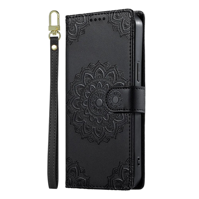 For Google Pixel 11 Pro XL Case Embossed Totem Leather Flip Wallet Phone Cover with Wrist Strap - Black - 5