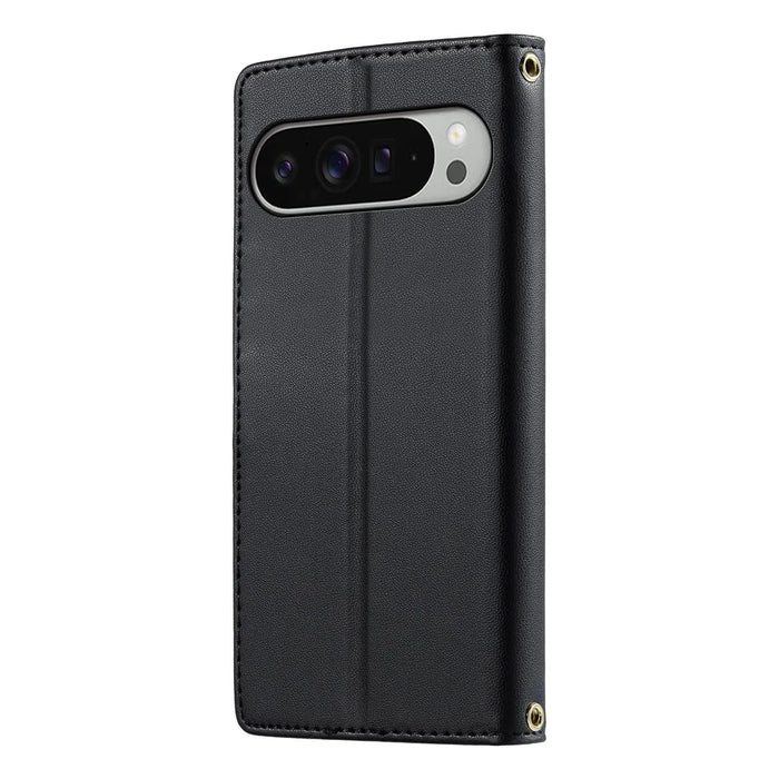 For Google Pixel 11 Pro XL Case Embossed Totem Leather Flip Wallet Phone Cover with Wrist Strap - Black - 6