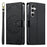 For Samsung Galaxy S26 FE Case Embossed Totem Leather Flip Wallet Phone Cover with Wrist Strap - Black - 1