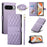 For Google Pixel 11 Pro XL Wallet Case Rhombus Stitching Stand Leather Phone Cover with Long   /   Short Strap - Purple - 1