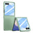 For Samsung Galaxy Z Flip8 Phone Case Hinge Design PC Cover with Tempered Glass Rear Screen Protector - Light Green - 1
